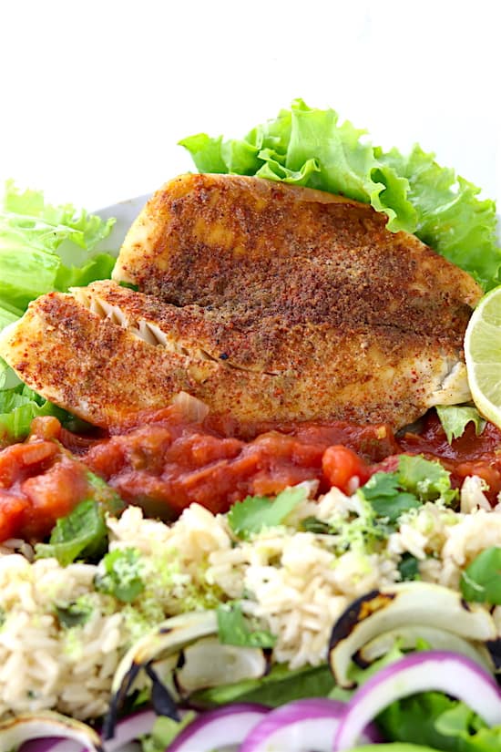 Southwest Tilapia Salad Fish Shot