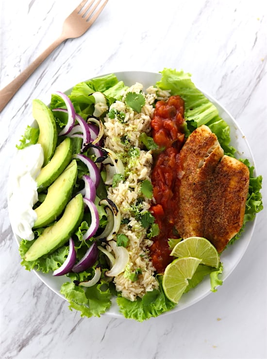 Southwest Tilapia Salad On Marble COunter