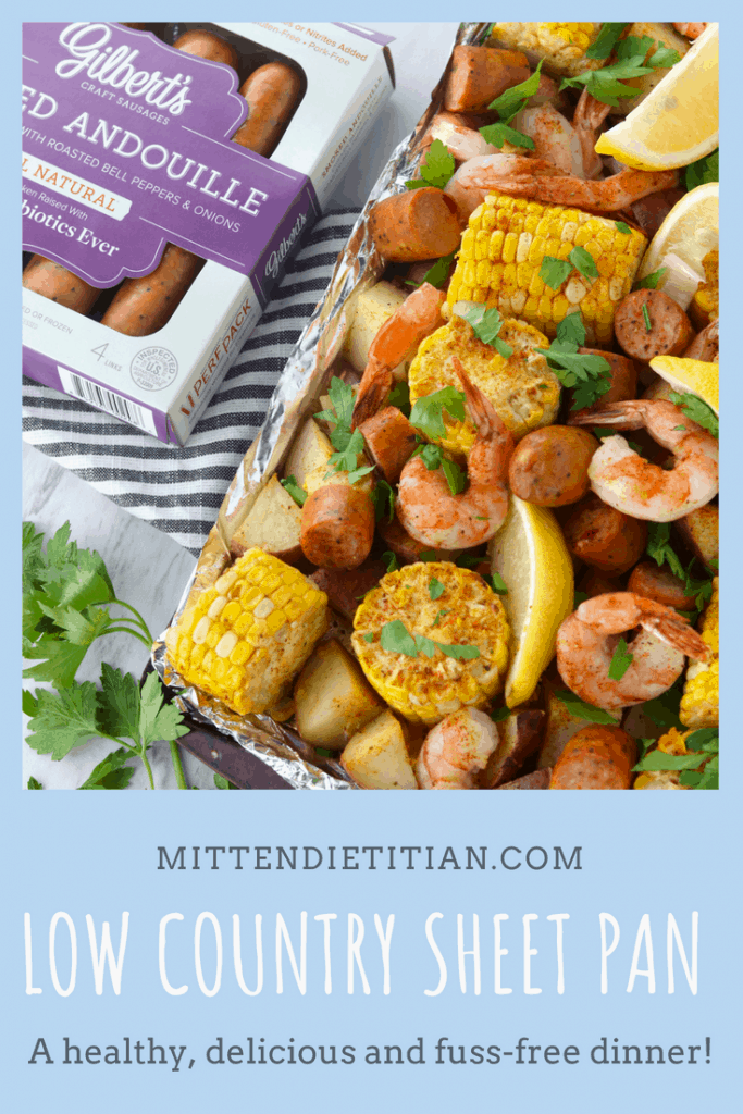 This low country sheet pan meal, made with Gilbert's Craft Sausages, it healthy, delicious, and fuss free!