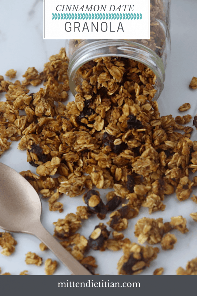 This cinnamon date granola is a pantry staple! It's low fat, low added sugar, and oil-free!