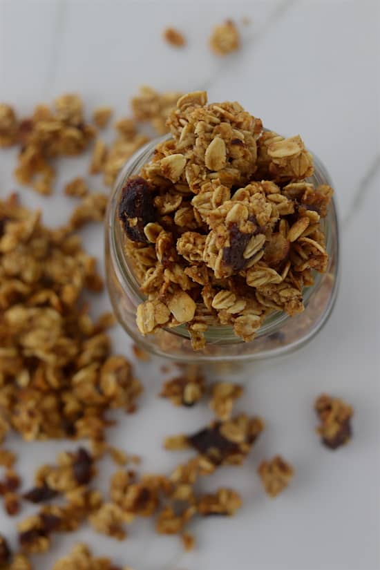 cinnamon date granola top view