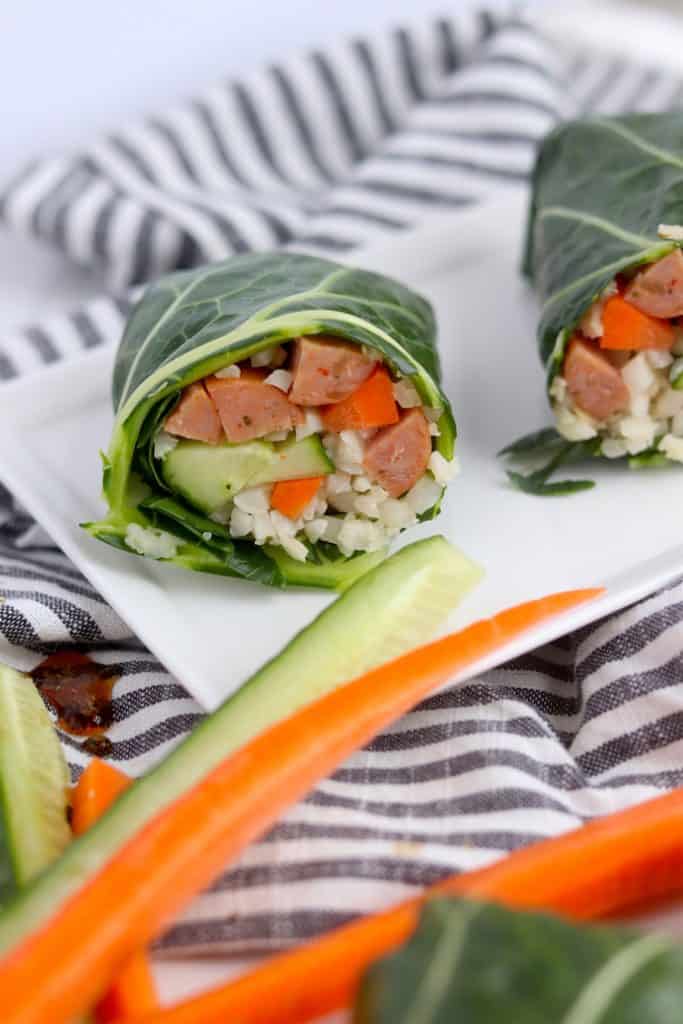 Aloha Chicken Veggie Wrap with soy ginger dipping sauce