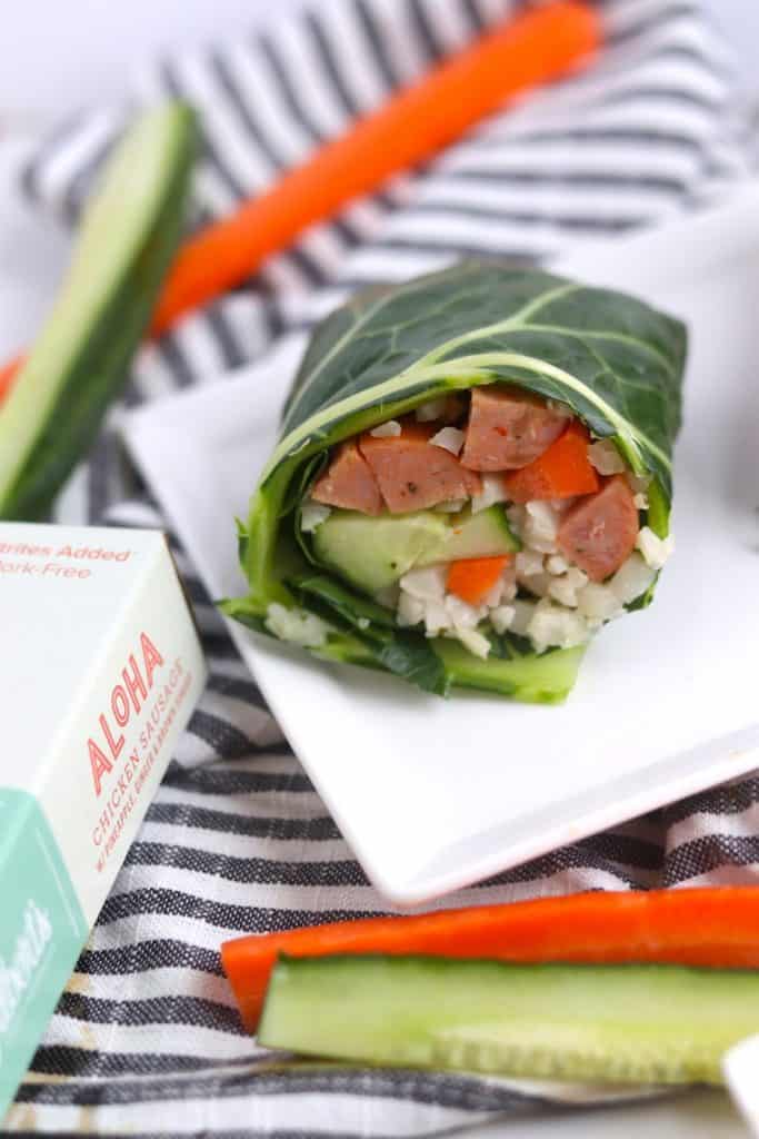 Aloha Chicken Veggie Wrap with soy ginger dipping sauce