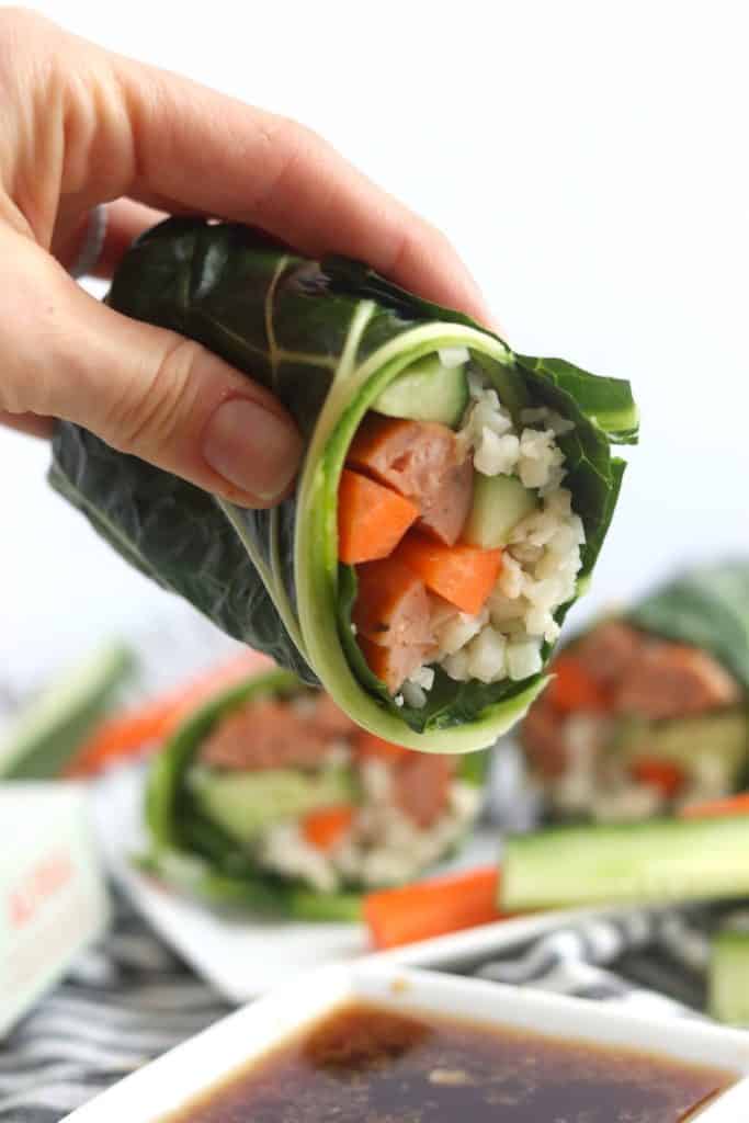 Aloha Chicken Veggie Wrap with soy ginger dipping sauce