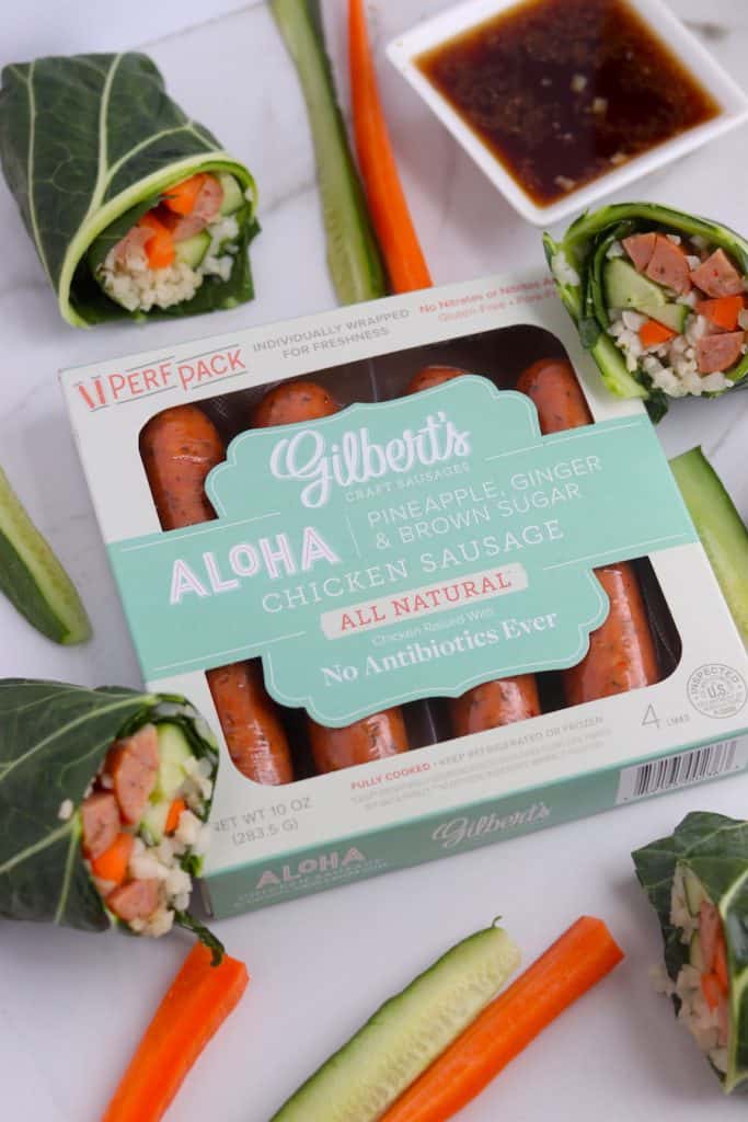 Aloha Chicken Veggie Wrap with soy ginger dipping sauce