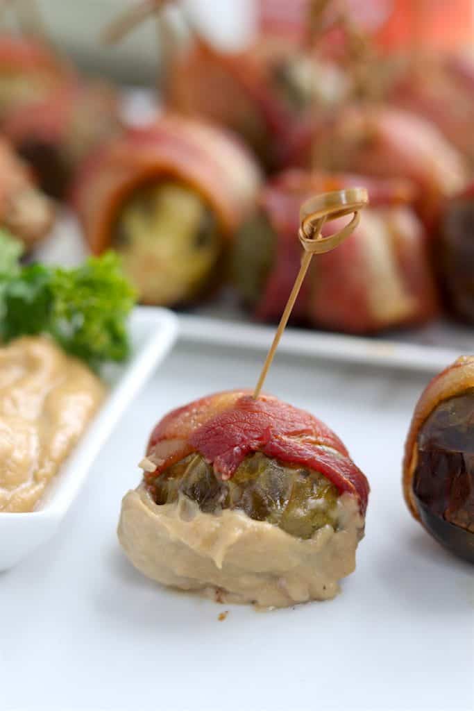 bacon wrapped brussels sprouts with Sunbutter aoli