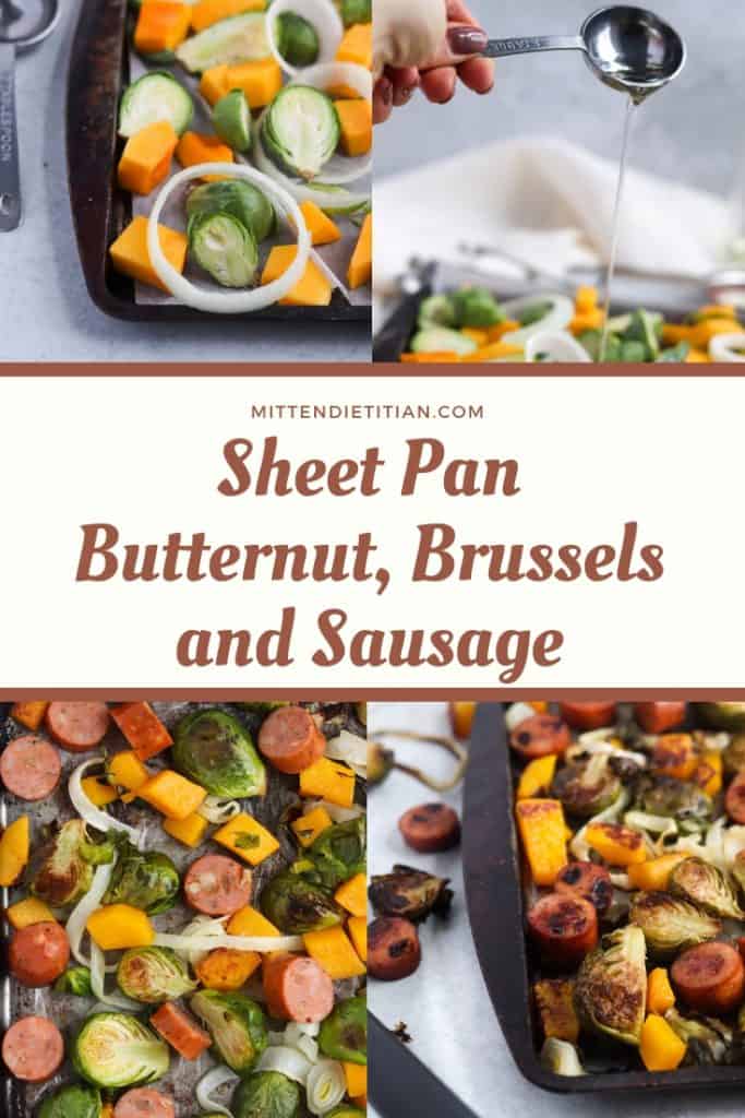 This sheet pan butternut, brussels, and sausage dinner will be your weeknight life saver! Quick, easy, and next to NO dishes!!!