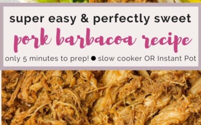 perfectly sweet pork barbacoa recipe made in the slow cooker or instant pot..