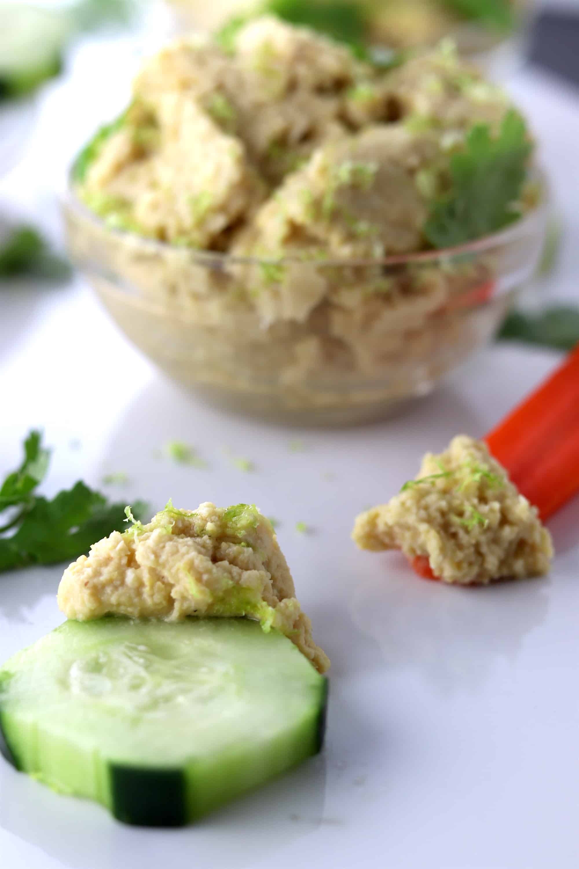 Simple Roasted Garlic & Lime Hummus - Mitten Dietitian