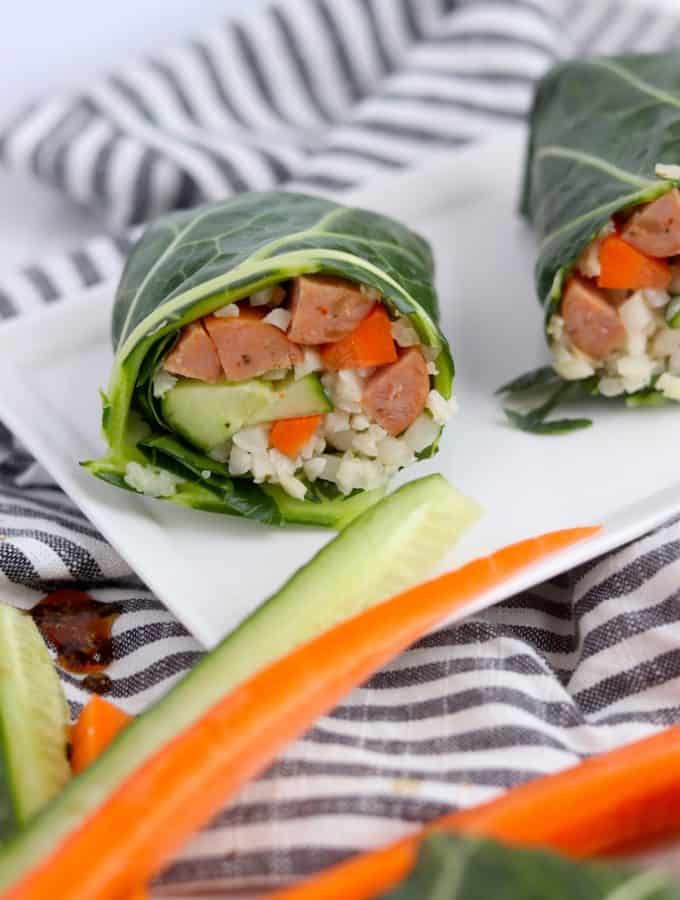 Aloha Chicken Veggie Wrap with soy ginger dipping sauce
