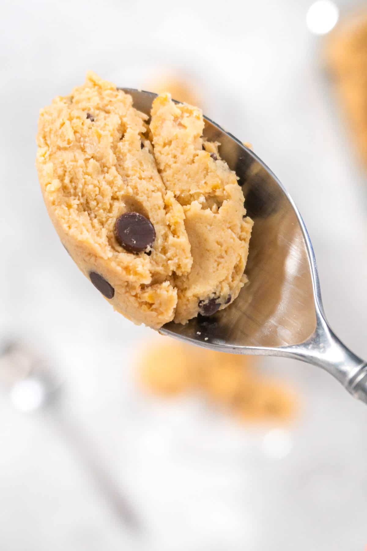 Chickpea Cookie Dough On A Spoon
