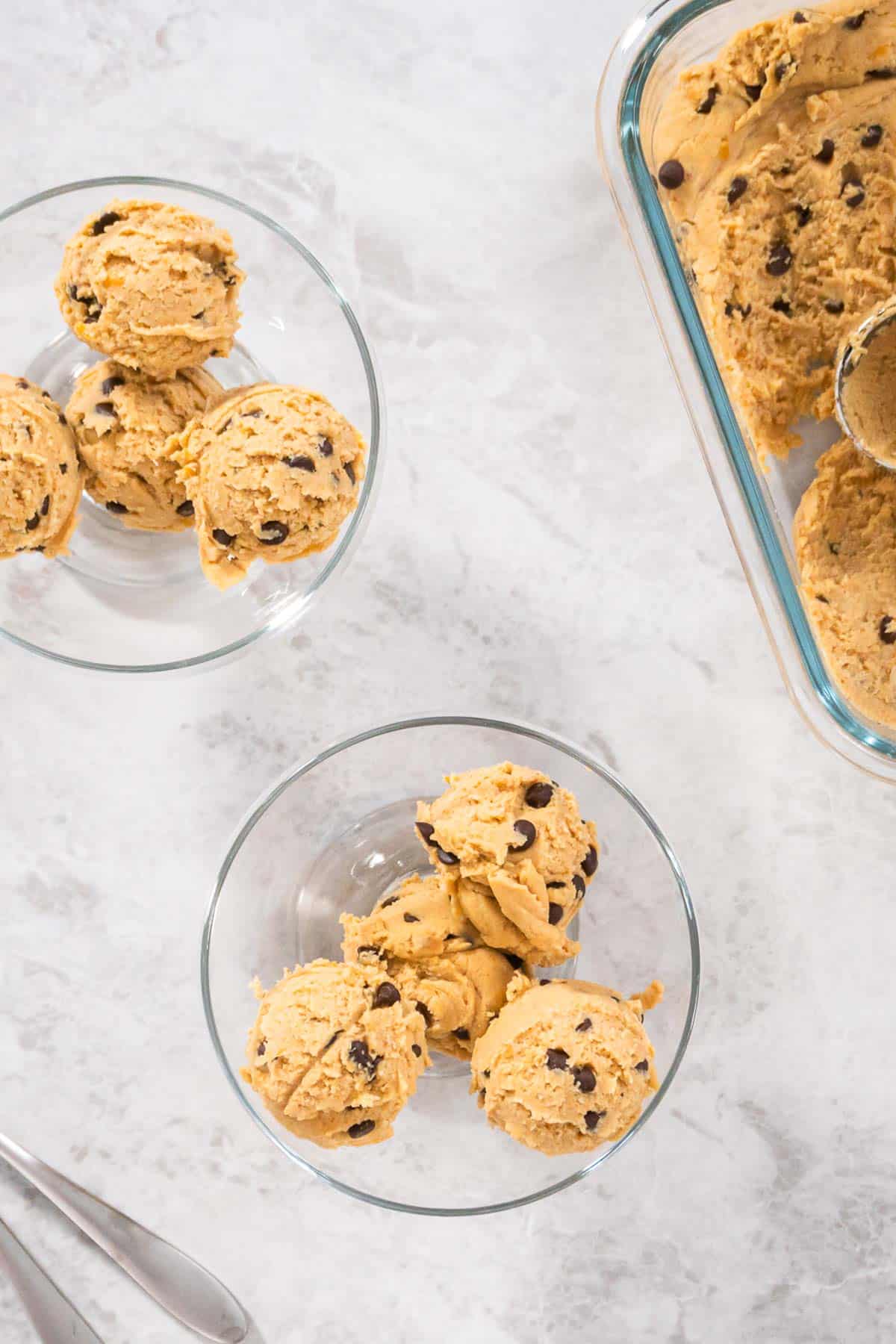 Chickpea Cookie Dough Scooped into bowls