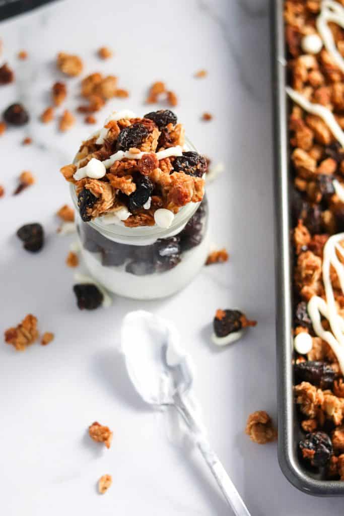 white chocolate cherry granola