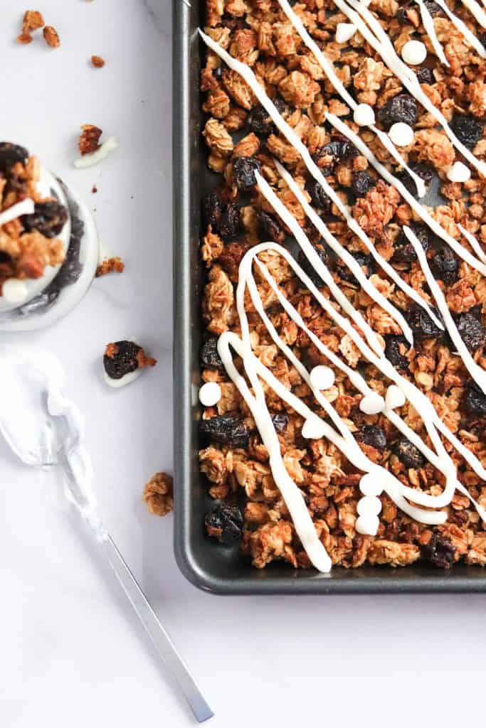 White chocolate cherry granola