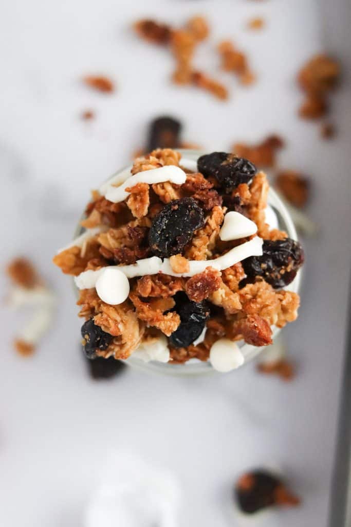 white chocolate cherry granola