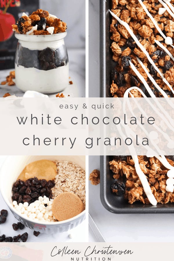 easy & quick white chocolate cherry granola