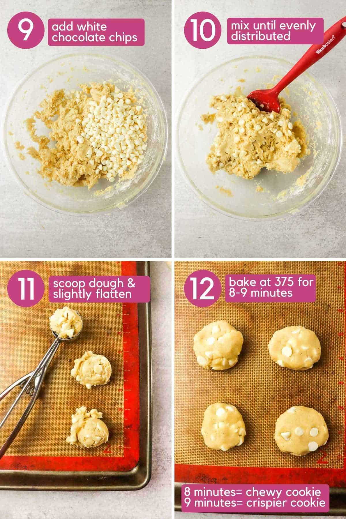 how to make double white chocolate chip cookies.