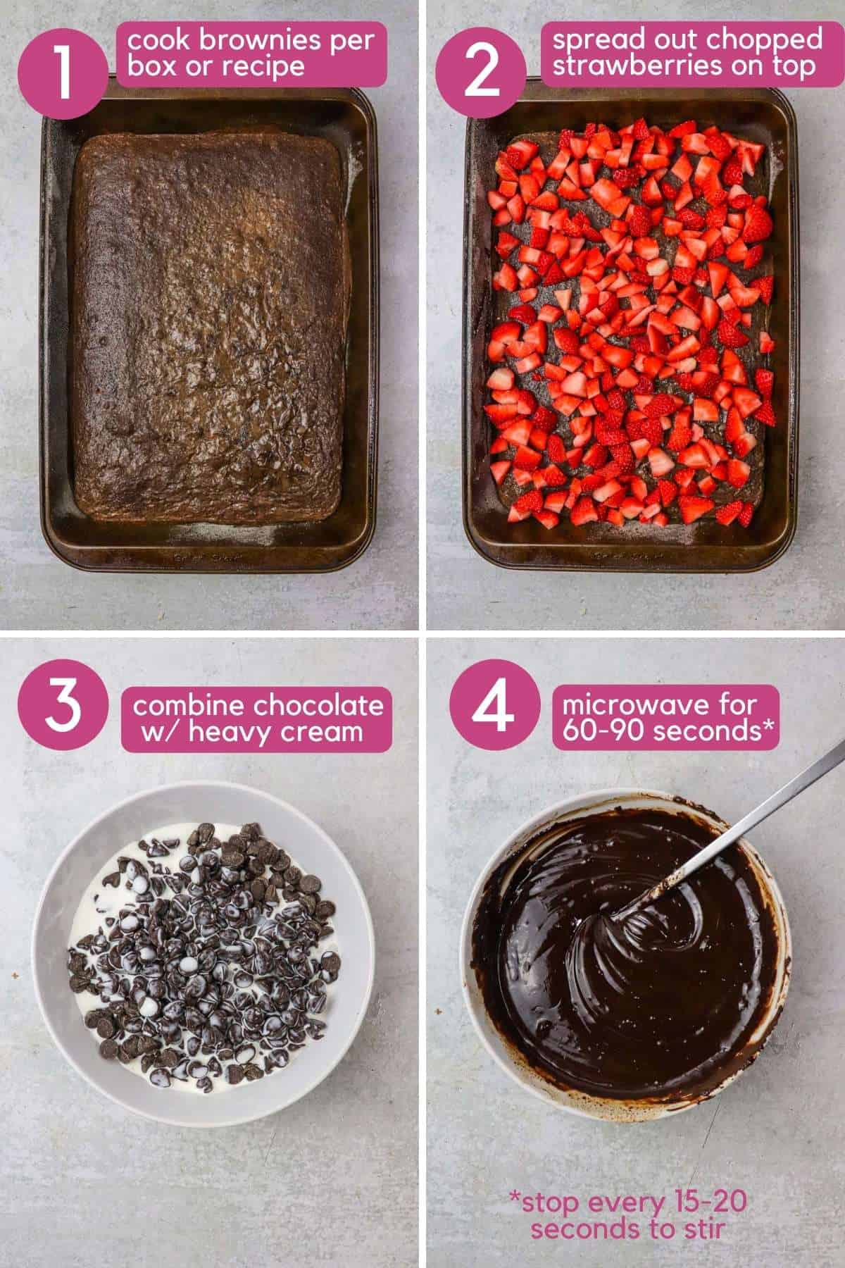 How to make chocolate covered strawberry brownies.