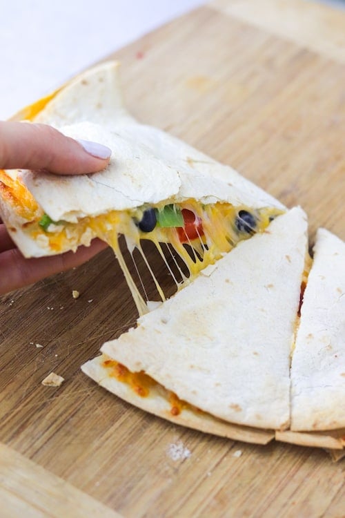 crispy air fryer quesadilla cheese pull