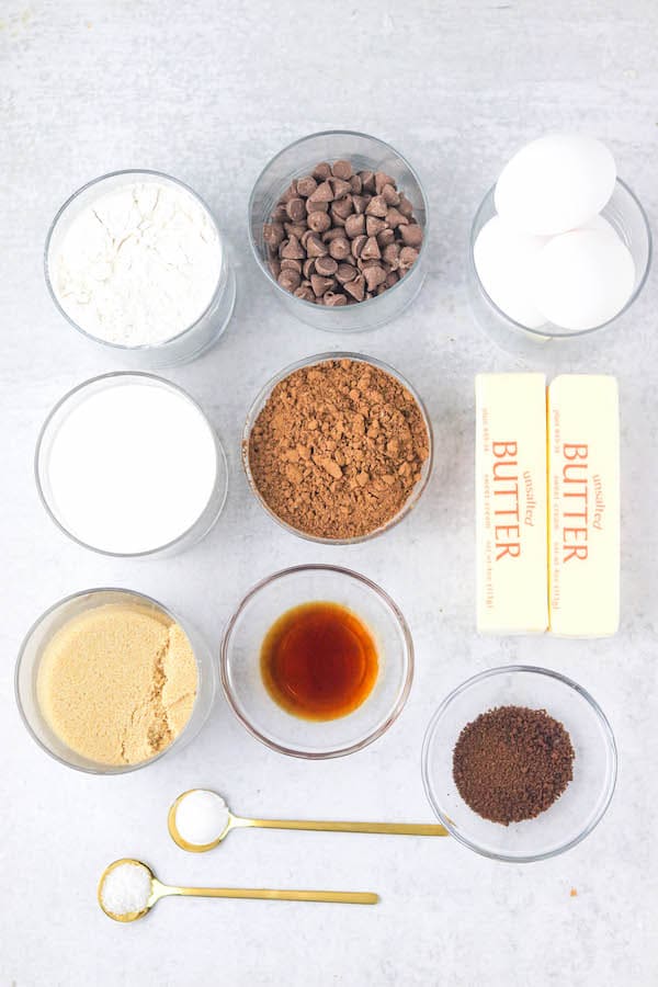 ingredients for bakery brownies