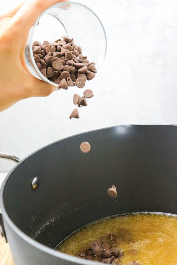 bakery brownies adding chocolate