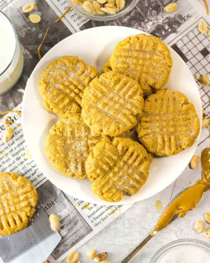 small batch peanut butter cookies on a plate.