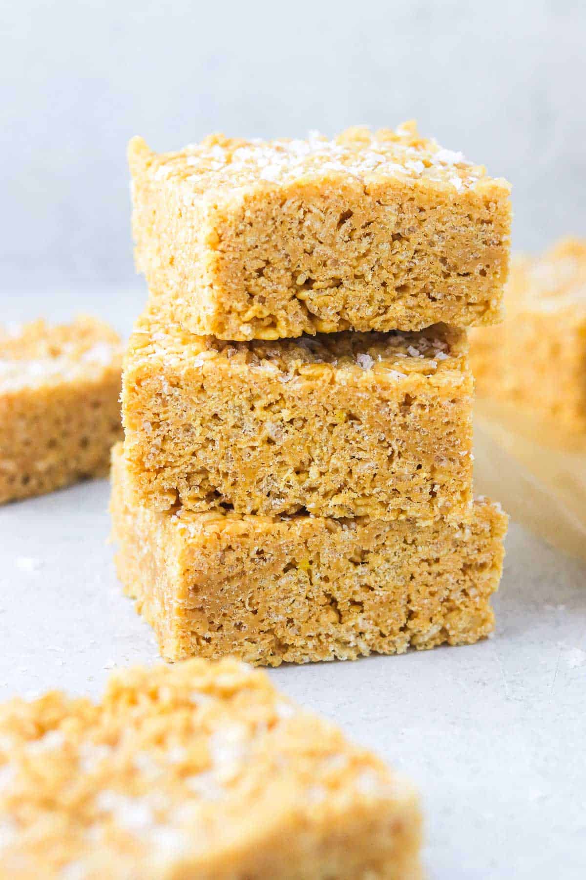 Stacked Peanut butter rice krispie bars