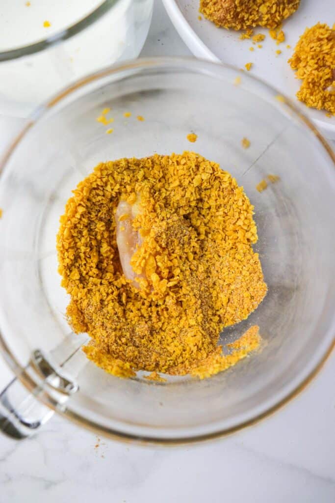 extra crispy spicy chicken nuggets in cornflake mixture