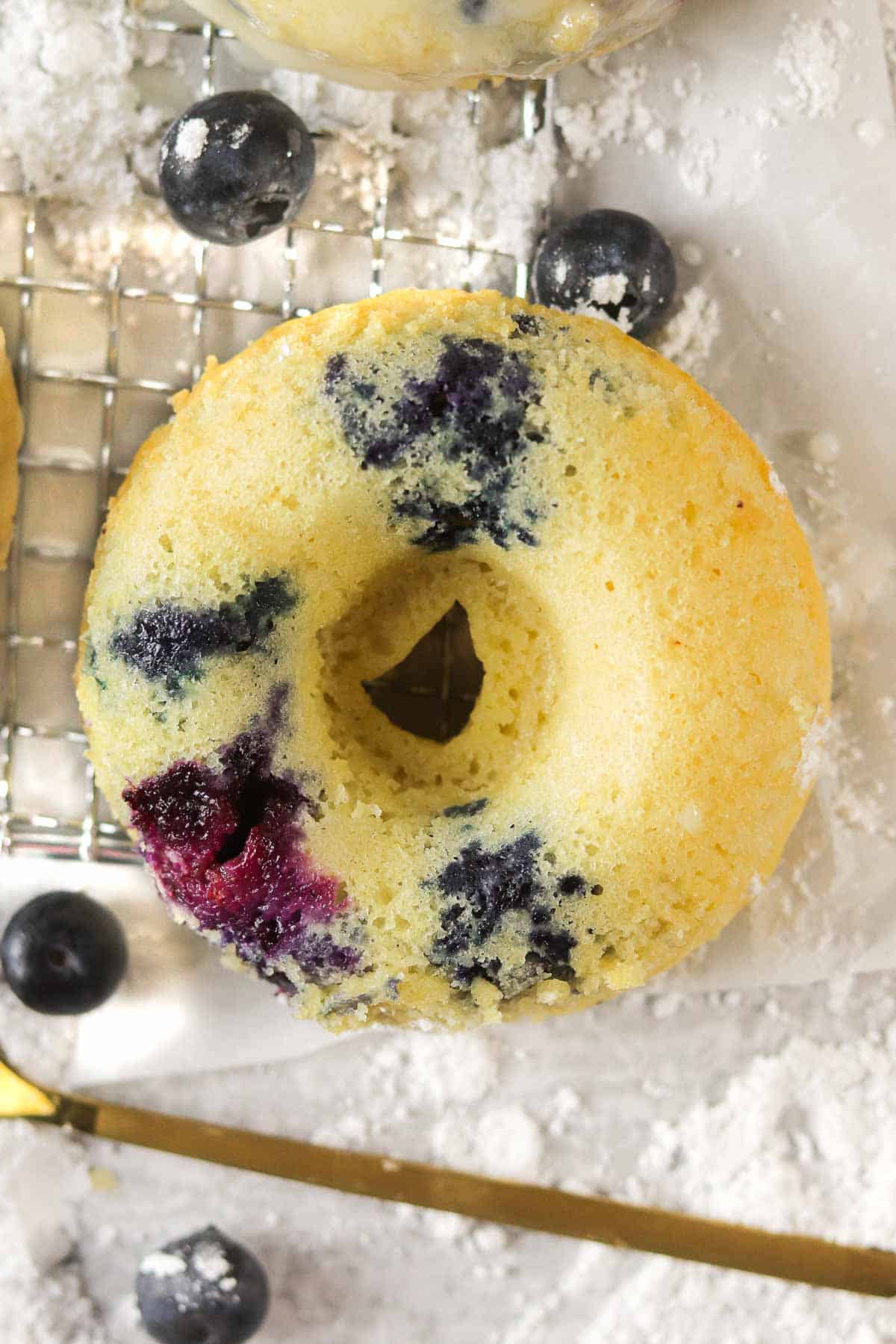 blueberry cake donut on the counter.