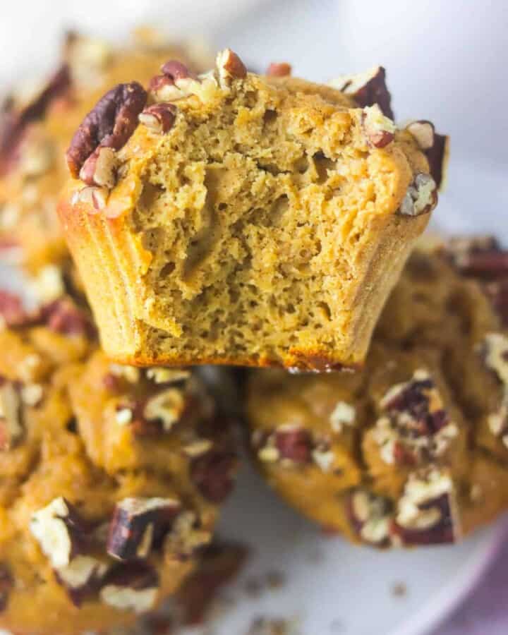 easy pumpkin protein muffin close up