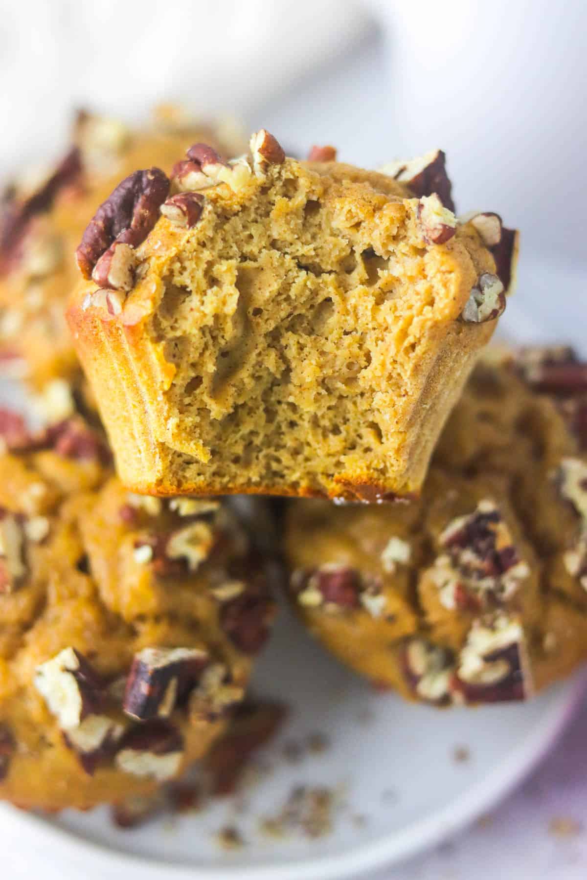 easy pumpkin protein muffin close up