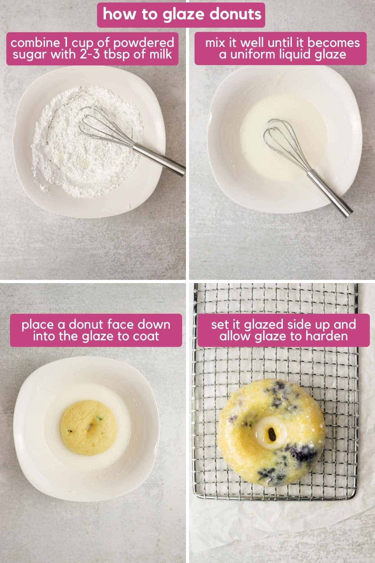 how to glaze blueberry cake donuts.