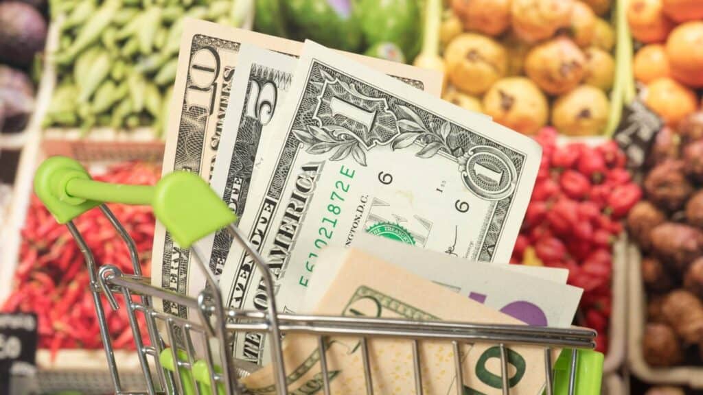 Money coming out of a cart due to budget meal planning