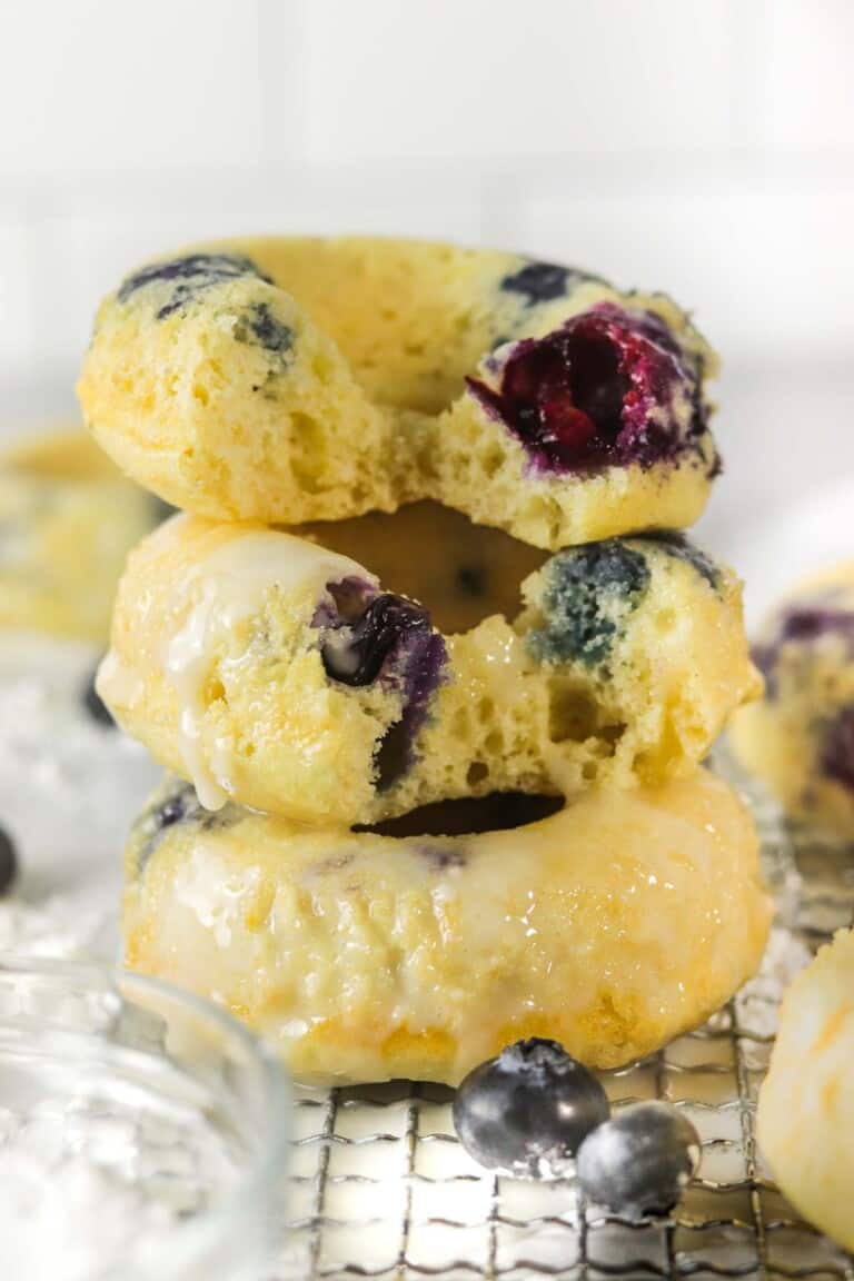 Easy Glazed Blueberry Cake Donuts - Colleen Christensen Nutrition