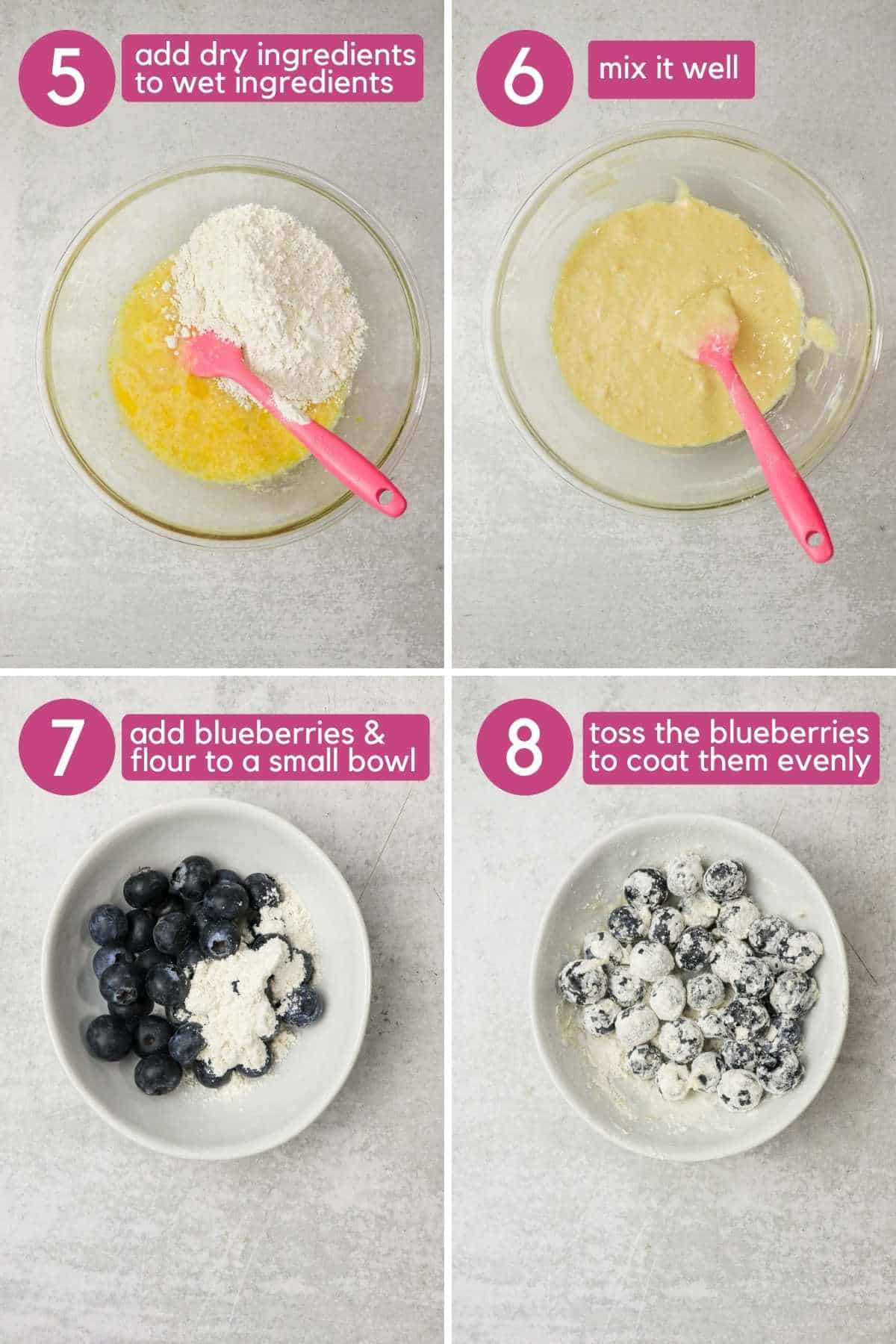 steps to make blueberry cake donuts