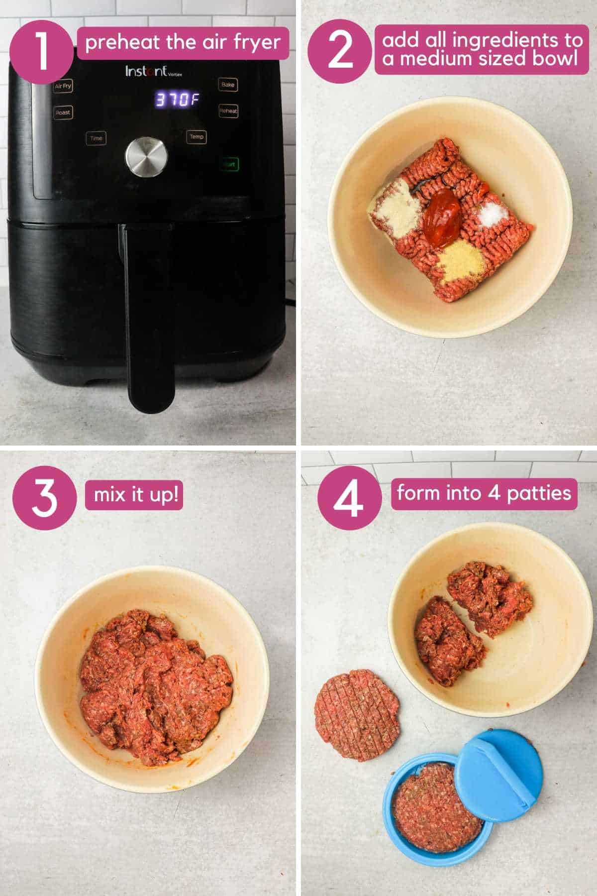 How to mix meat for air fryer burger patties.