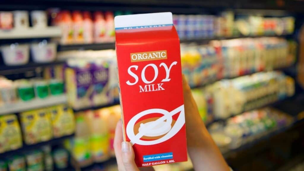 red soy milk carton