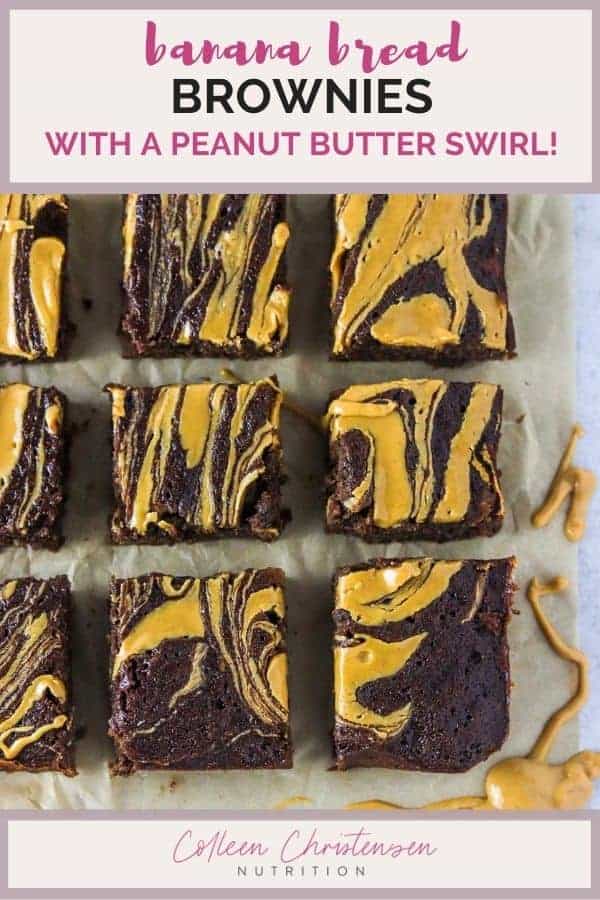 Swirled Peanut Butter Banana Brownies - Colleen Christensen Nutrition