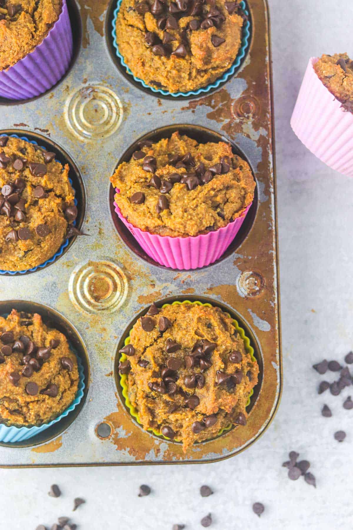 Baked gluten free pumpkin muffins.
