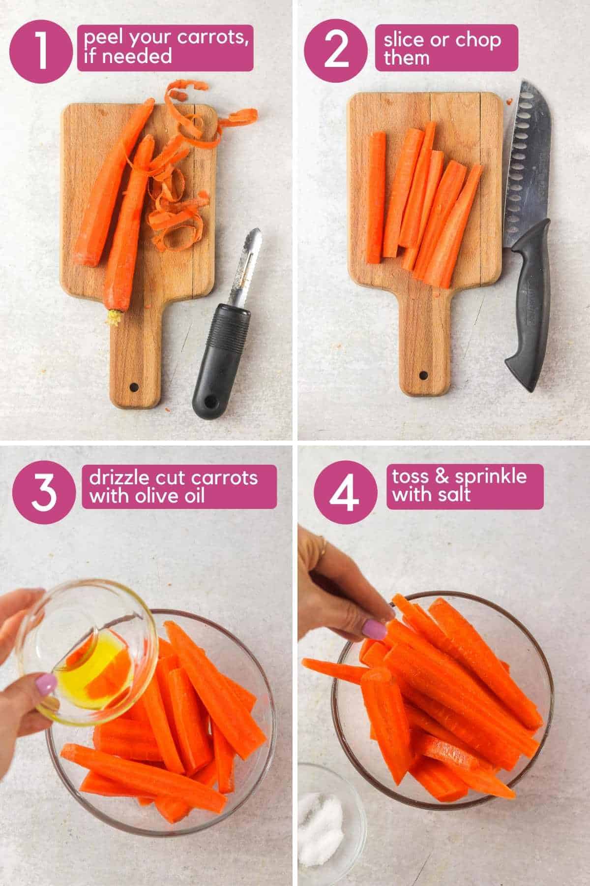 How to prepare carrots to cook in the air fryer.