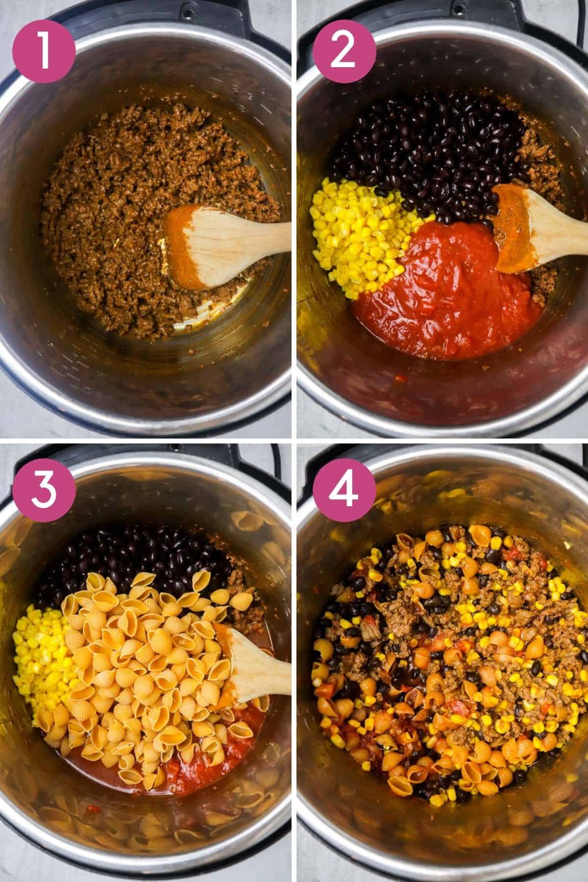 how to make instant pot taco pasta.