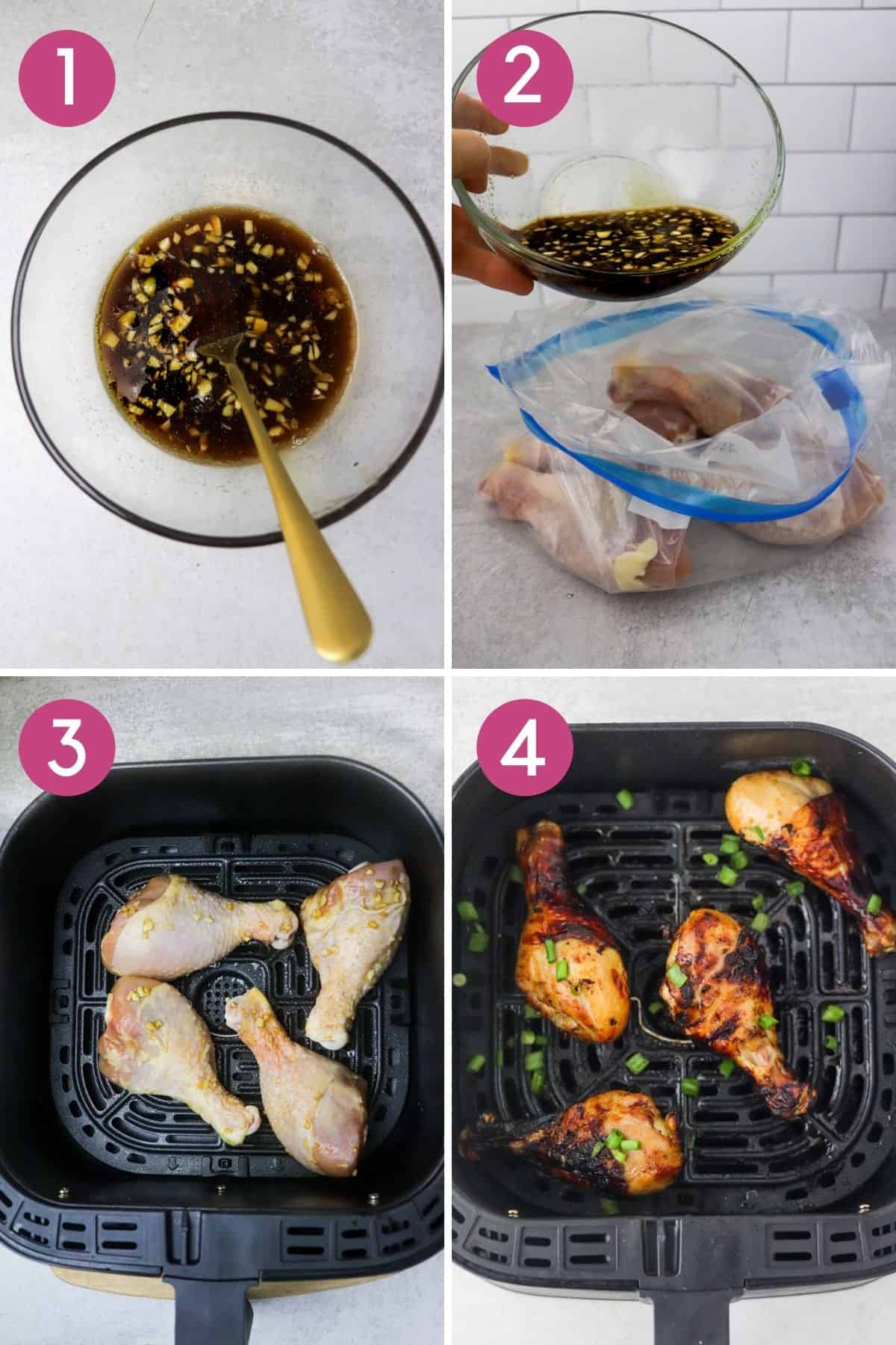 how to make honey soy air fryer drumstick chicken legs
