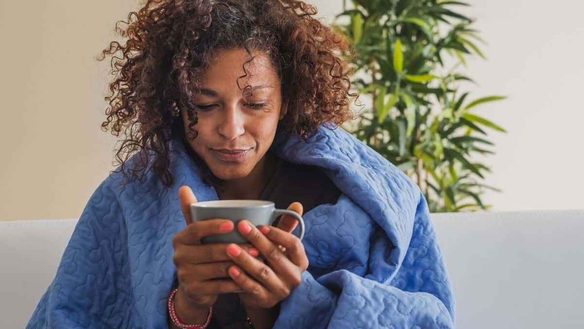 Woman feeling sick and eating.