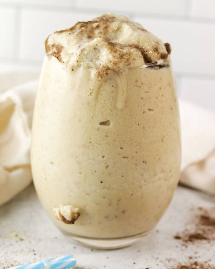 eggnog Smoothie on the counter.