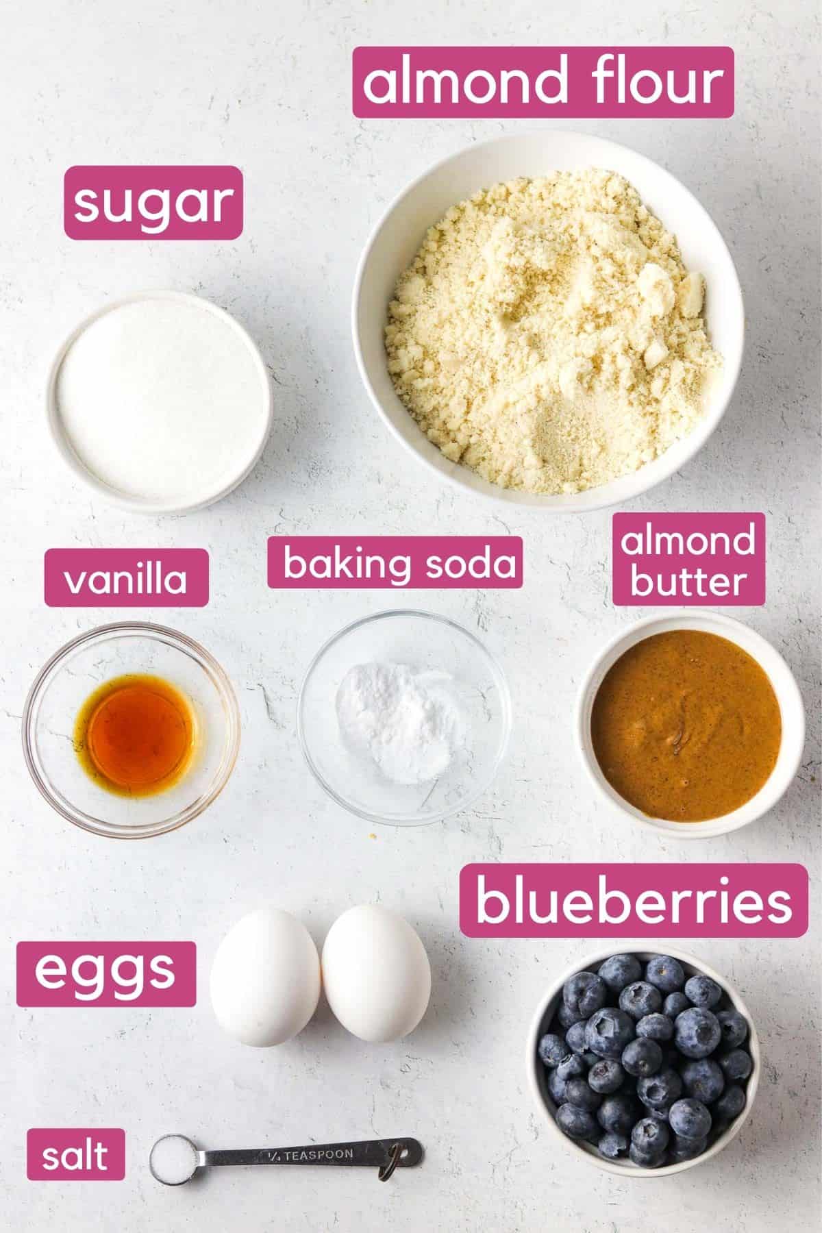 gluten free blueberry muffin ingredients.
