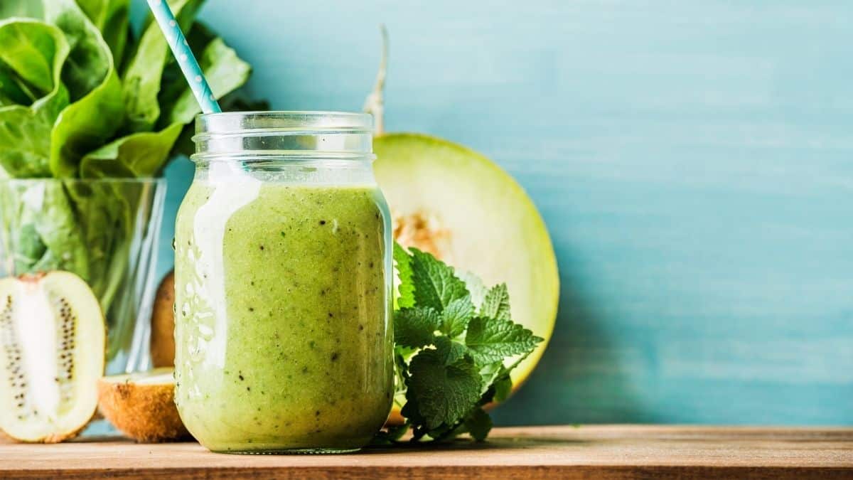 green juice on a table.