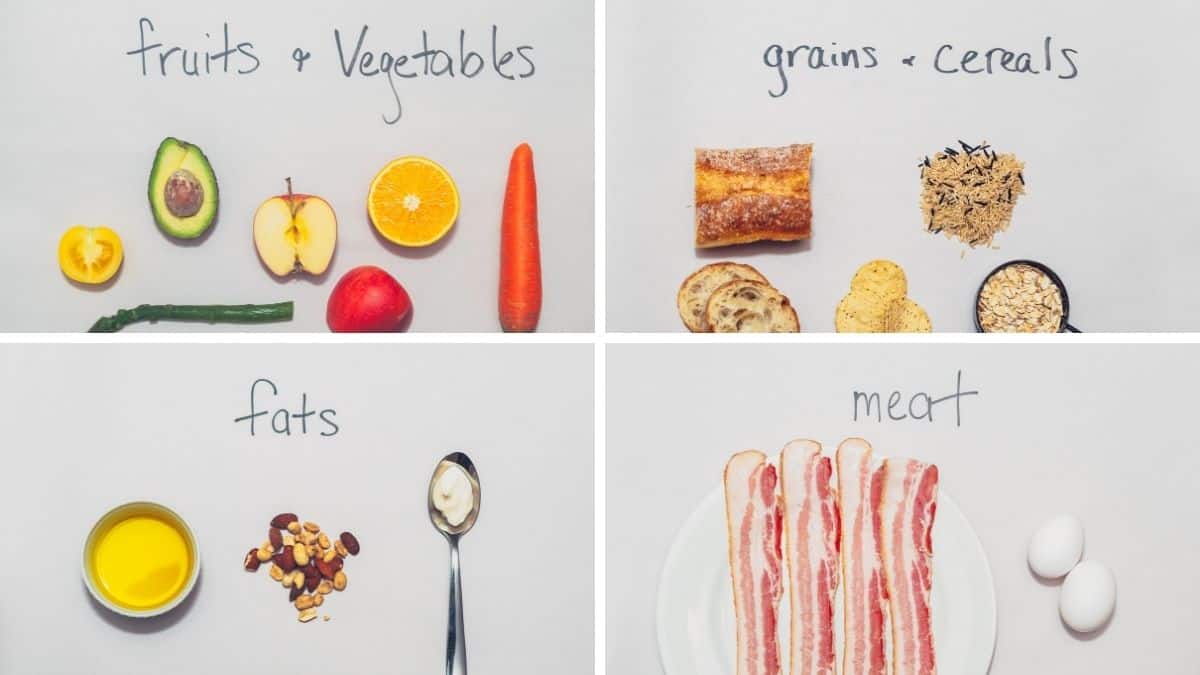 foods separated into food categories.