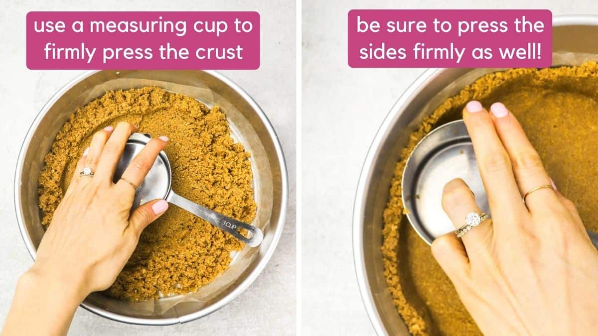 Use a measuring cup to press a graham cracker crust
