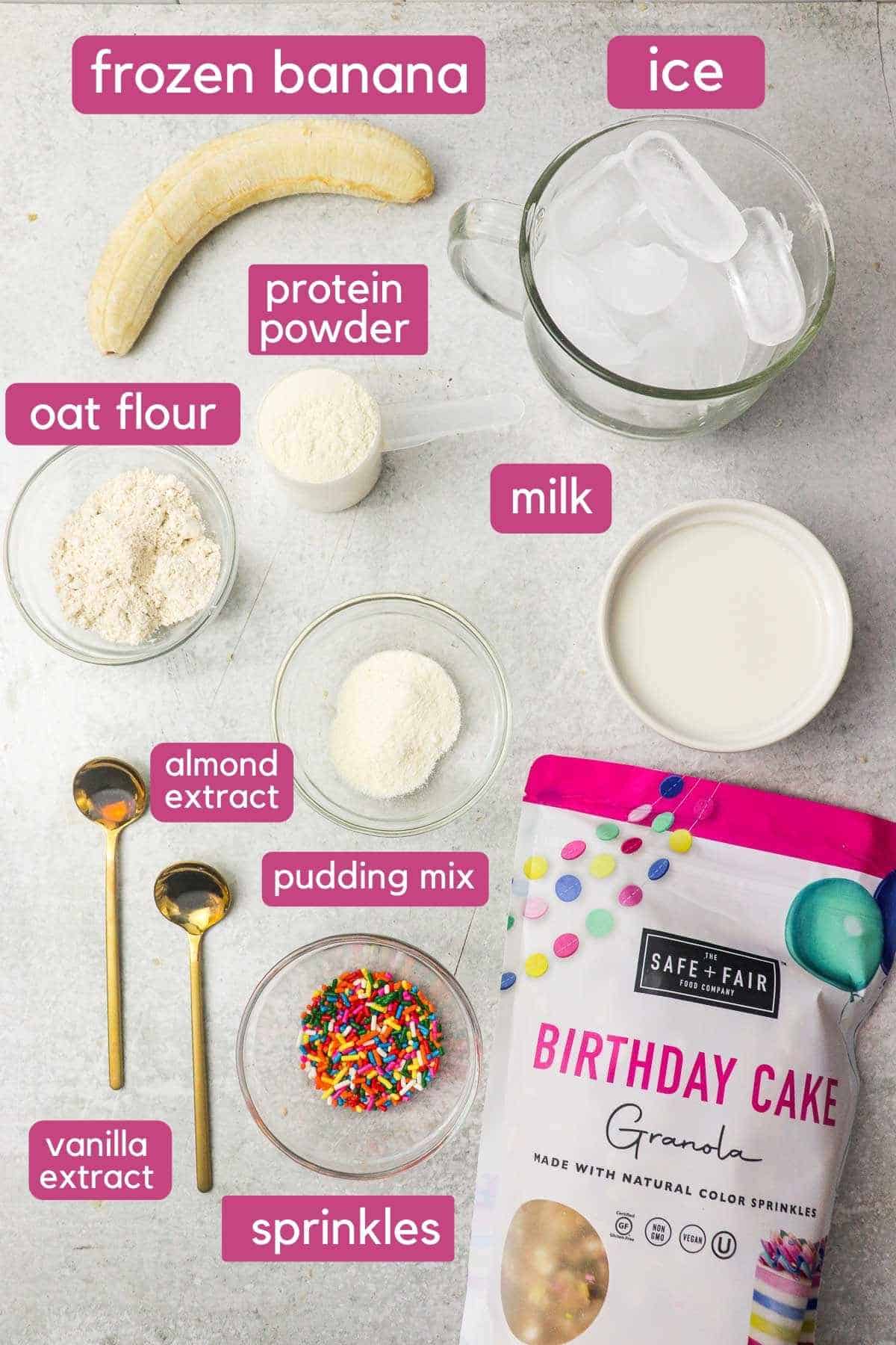 Birthday Cake Protein Shake Ingredients.