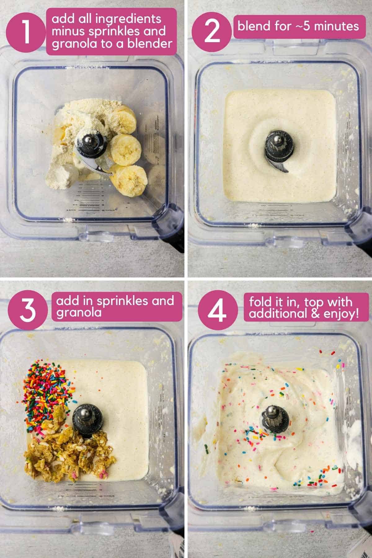 How to make a birthday cake protein shake.